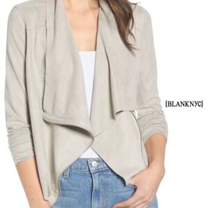 BLANKNYC Faux Suede Drape Jacket Beige Cream | Size XS | Soft Moto Vibes